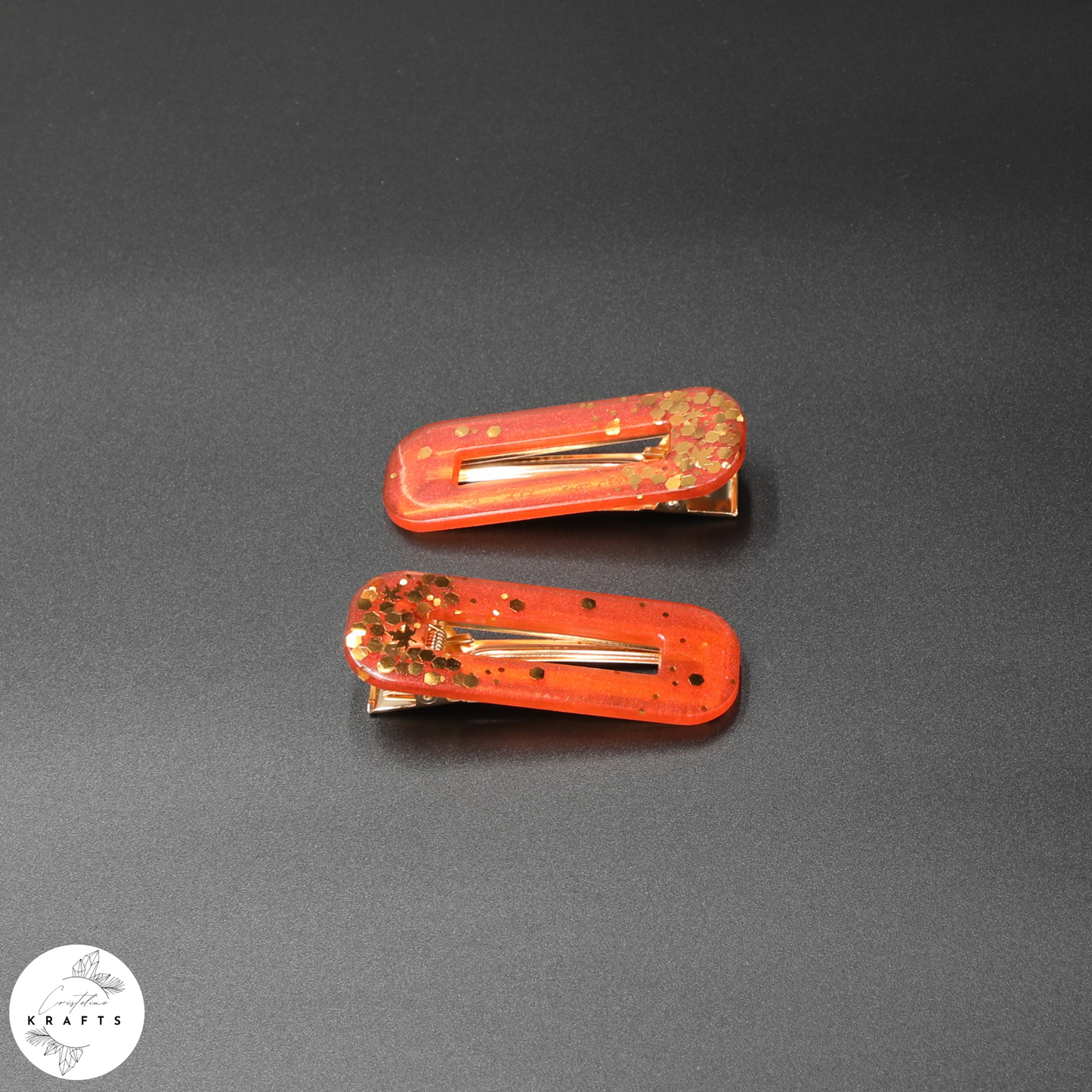 Hair Clip Pair - Gold Autumn Confetti