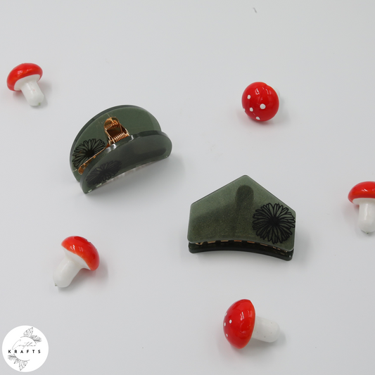 Hair Claw - Dark Green - Black Dandelion