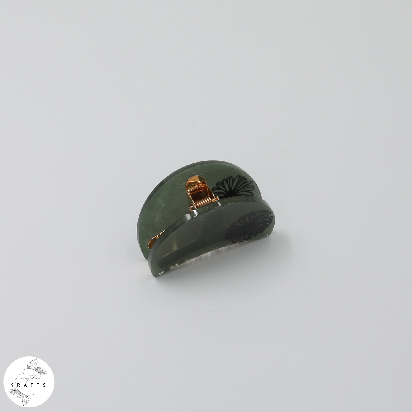 Hair Claw - Dark Green - Black Dandelion