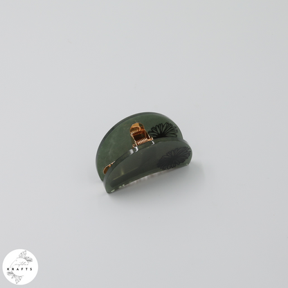 Hair Claw - Dark Green - Black Dandelion