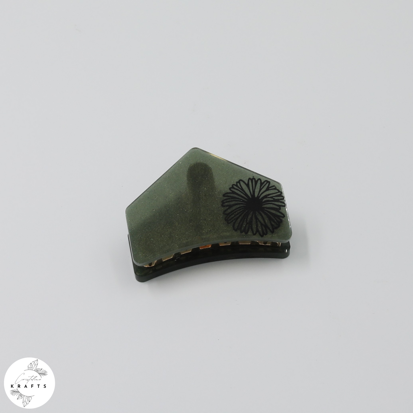 Hair Claw - Dark Green - Black Dandelion