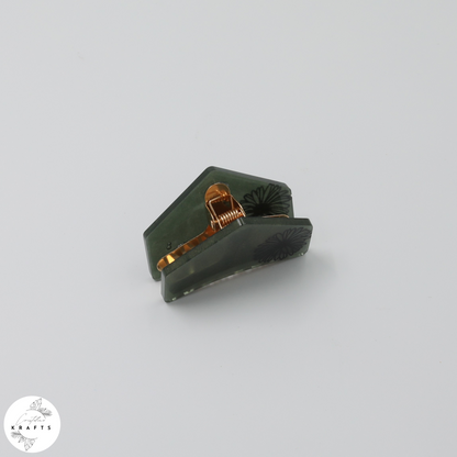 Hair Claw - Dark Green - Black Dandelion