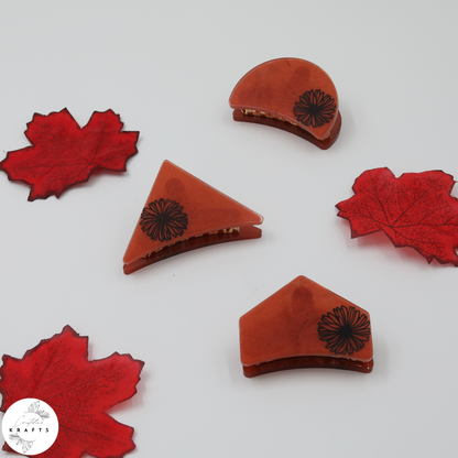 Hair Claw - Red Brown - Black Dandelion
