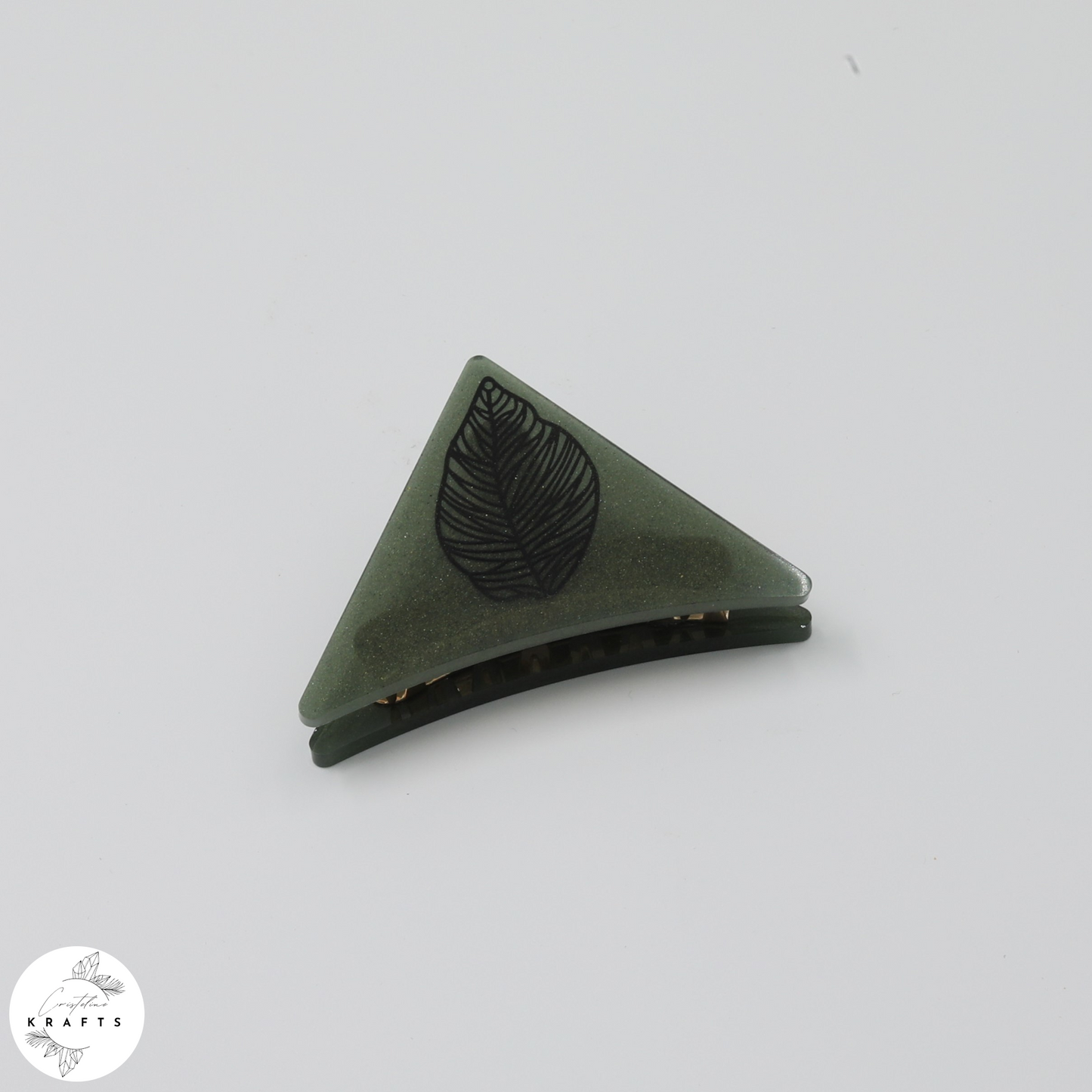 Hair Claw - Dark Green - Black Leaf