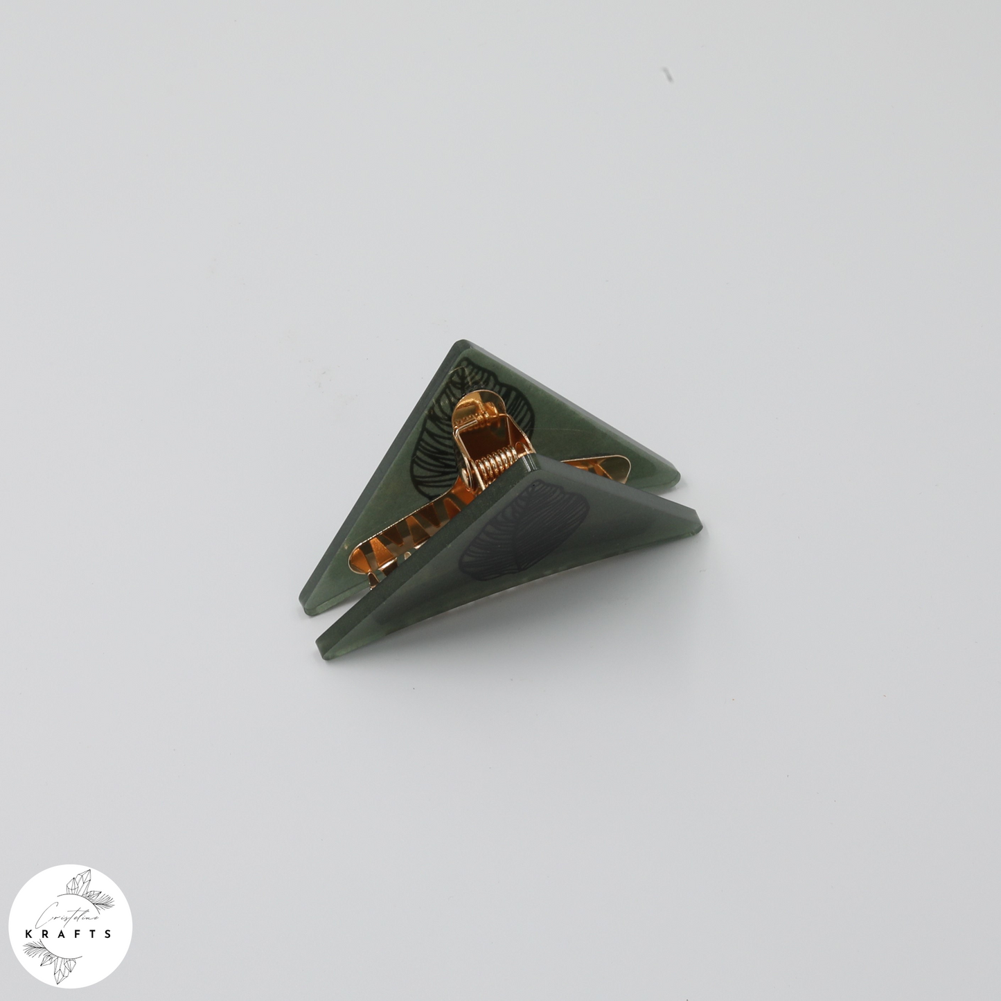 Hair Claw - Dark Green - Black Leaf
