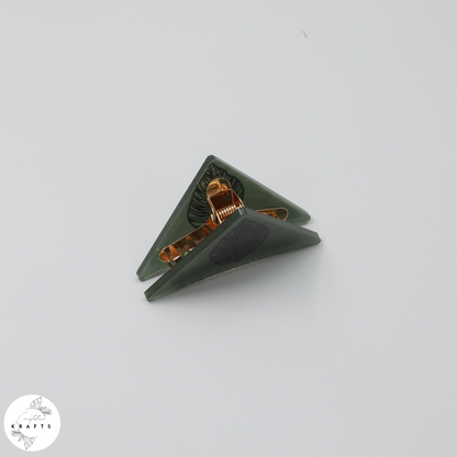 Hair Claw - Dark Green - Black Leaf
