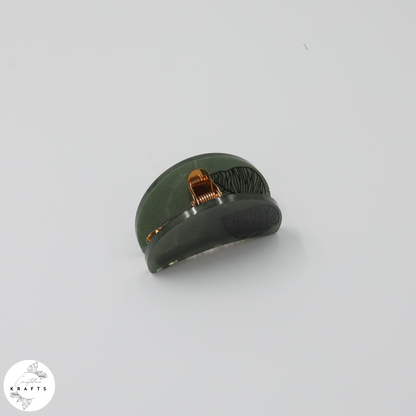 Hair Claw - Dark Green - Black Leaf