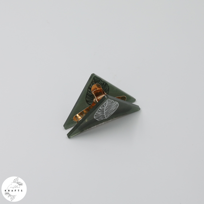 Hair Claw - Dark Green - White Leaf