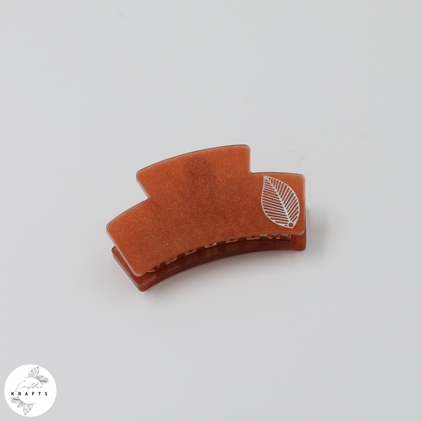 Hair Claw - Bronzed - Classic White Leaf