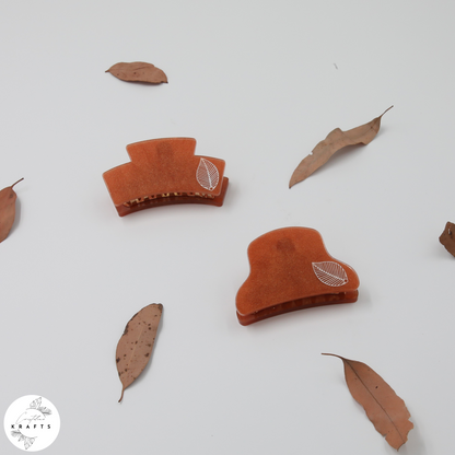 Hair Claw - Bronzed - Classic White Leaf