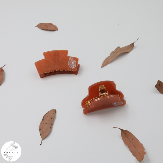 Hair Claw - Bronzed - Classic White Leaf