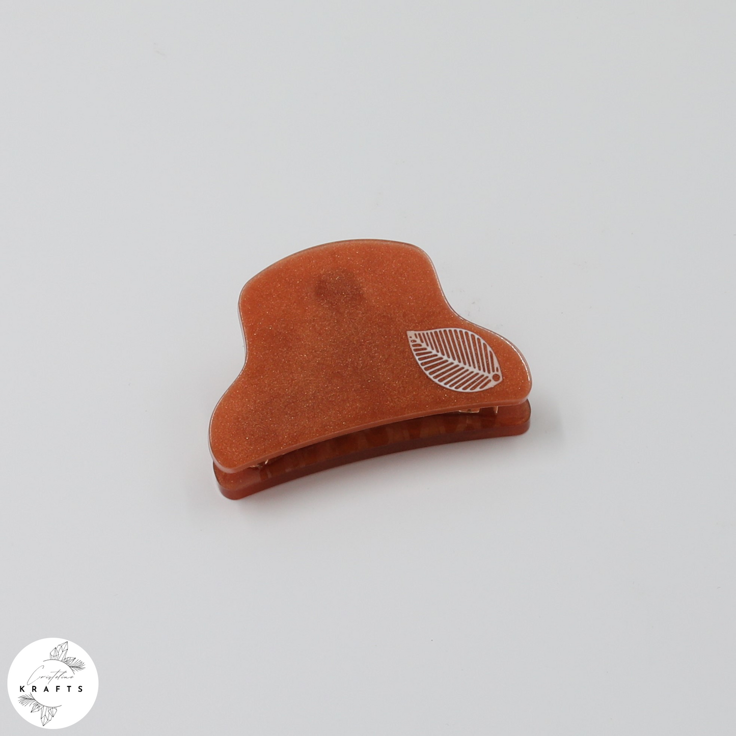 Hair Claw - Bronzed - Classic White Leaf