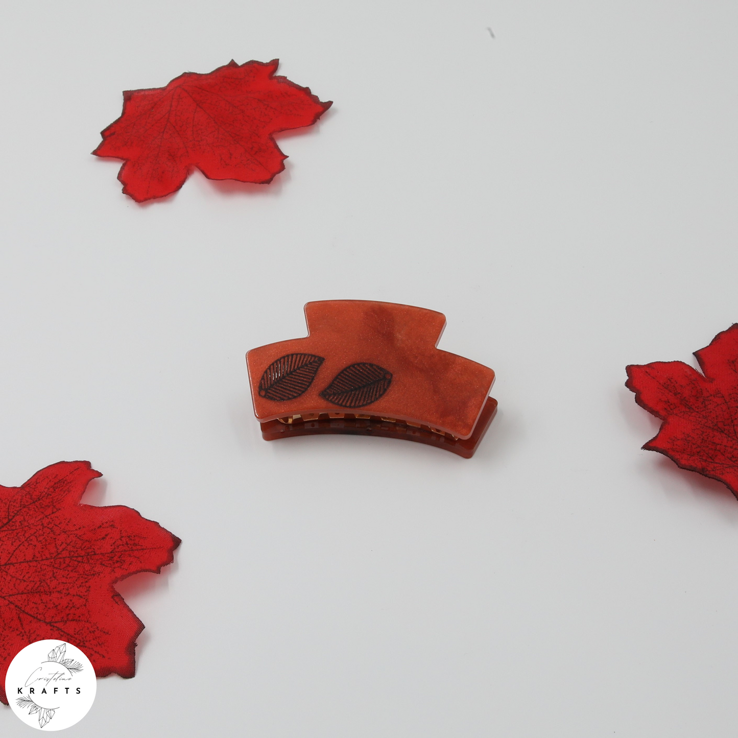 Hair Claw - Red Brown - Black Leaf Duo