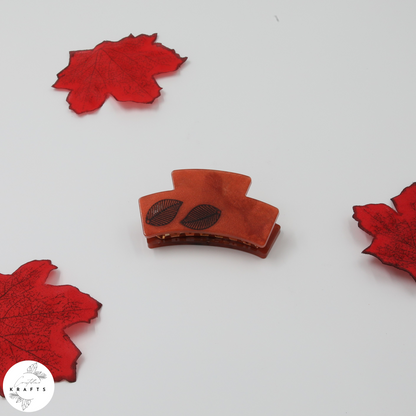 Hair Claw - Red Brown - Black Leaf Duo
