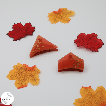 Hair Claw - Gold Autumn Confetti - Red Orange