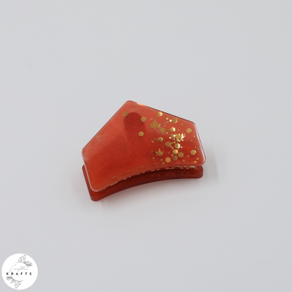 Hair Claw - Gold Autumn Confetti - Red Orange