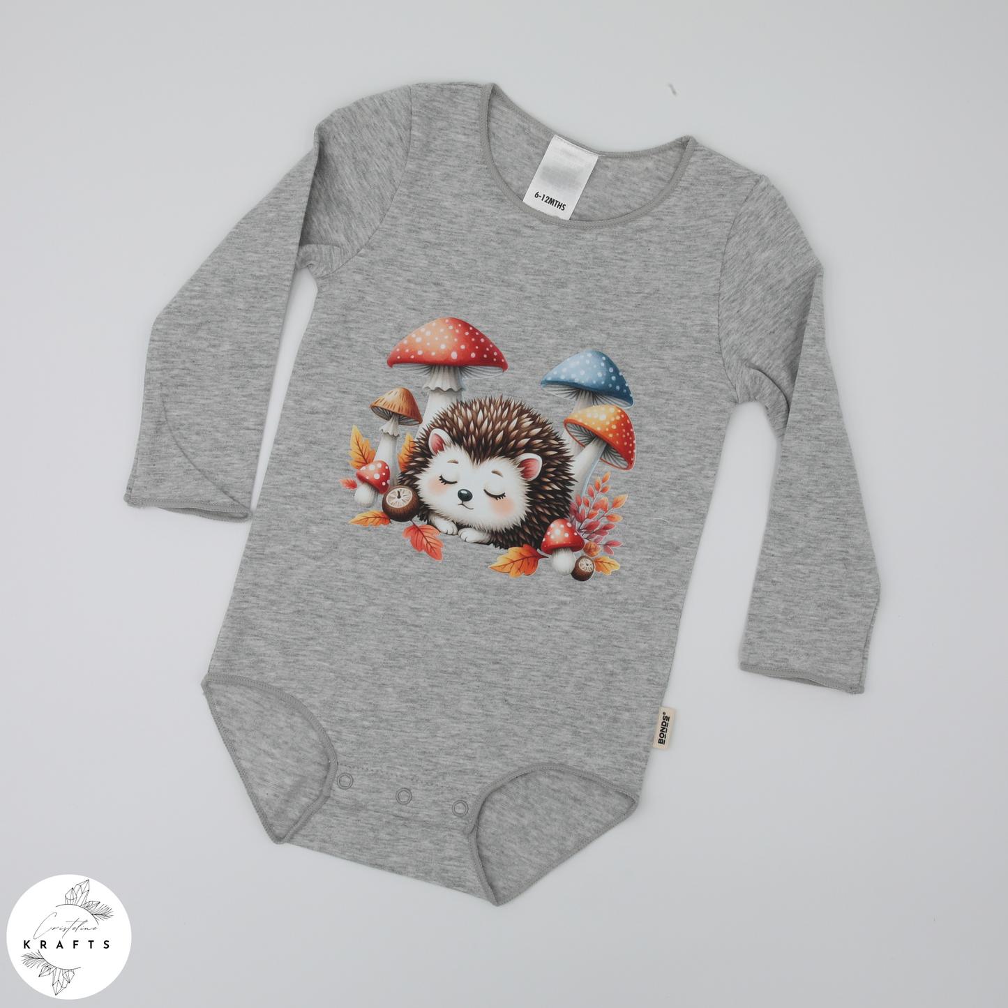 2pc Longsleeve Romper Set - Black & Grey - Sleepy Hedgehog