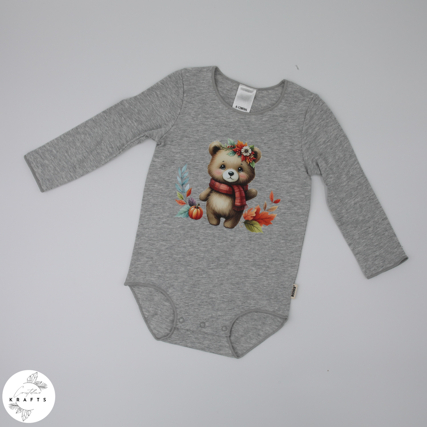 2pc Longsleeve Romper Set - Black & Grey - Autumn Bears