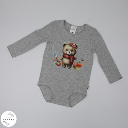 2pc Longsleeve Romper Set - Black & Grey - Autumn Bears
