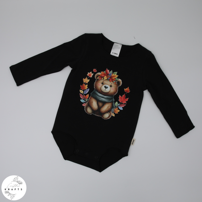 2pc Longsleeve Romper Set - Black & Grey - Autumn Bears
