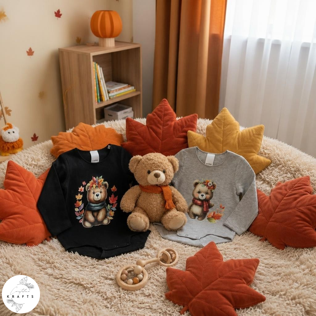 2pc Longsleeve Romper Set - Black & Grey - Autumn Bears