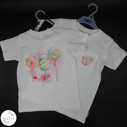Girl's Crew Tee - White - Candyland Trio
