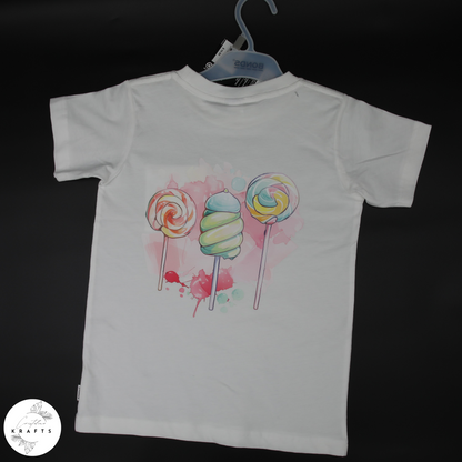 Girl's Crew Tee - White - Candyland Trio