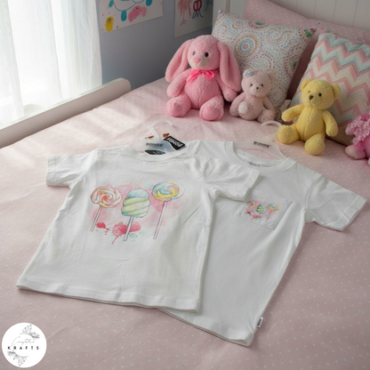 Girl's Crew Tee - White - Candyland Trio
