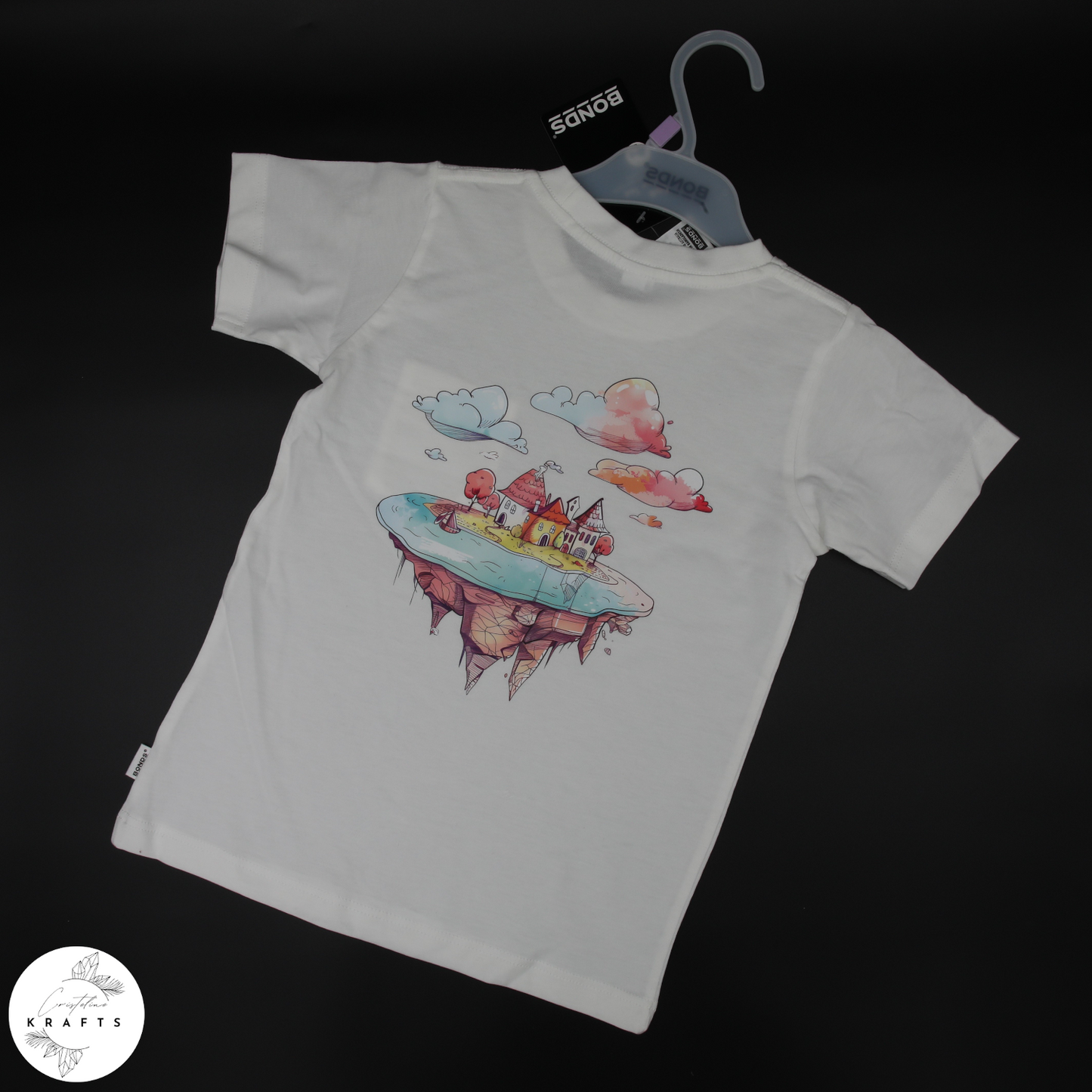 Girl's Crew Tee - White - Isle of Dreams - Cotton Candy