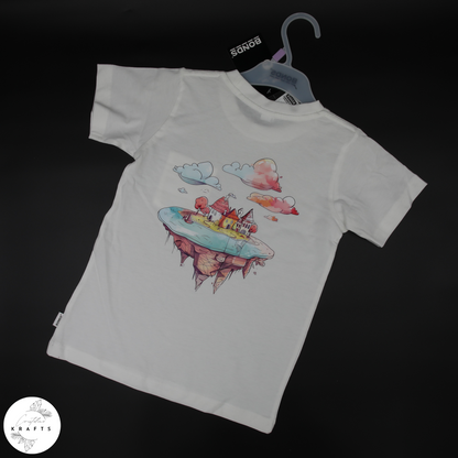 Girl's Crew Tee - White - Isle of Dreams - Cotton Candy