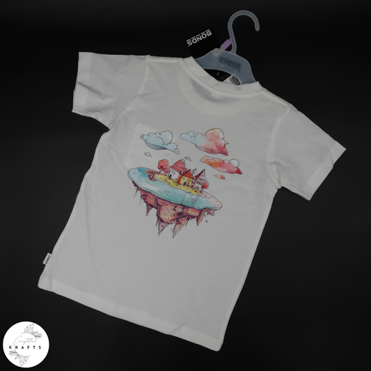 Girl's Crew Tee - White - Isle of Dreams - Cotton Candy