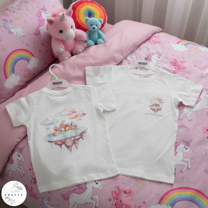 Girl's Crew Tee - White - Isle of Dreams - Cotton Candy