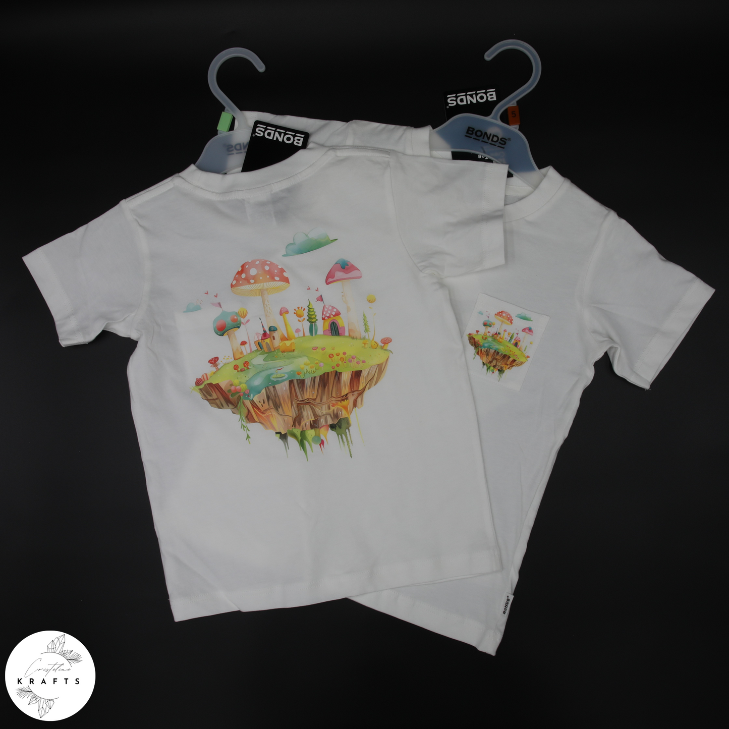 Girl's Crew Tee - White - Isle of Dreams - Mushroomy