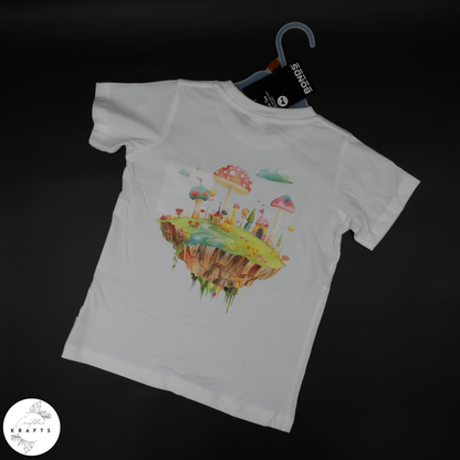 Girl's Crew Tee - White - Isle of Dreams - Mushroomy