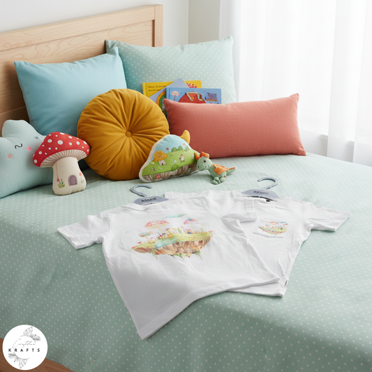 Girl's Crew Tee - White - Isle of Dreams - Mushroomy