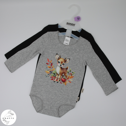 2pc Longsleeve Romper Set - Black & Grey - Autumn Deers
