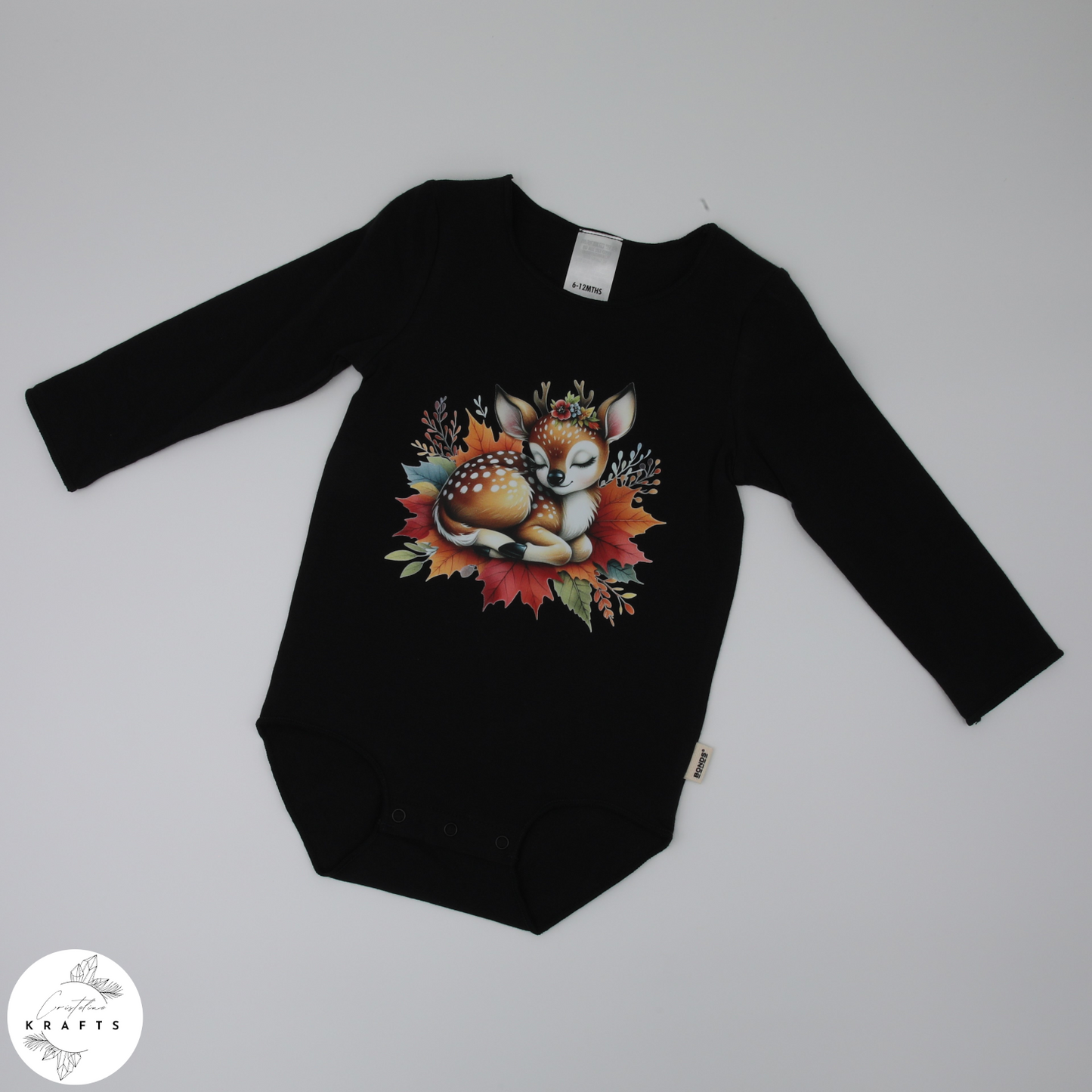 2pc Longsleeve Romper Set - Black & Grey - Autumn Deers