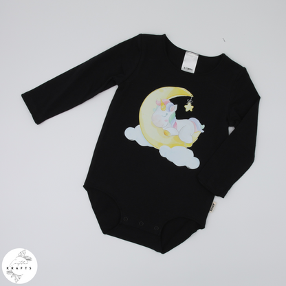 2pc Longsleeve Romper Set - Black & Grey - Little Unicorn