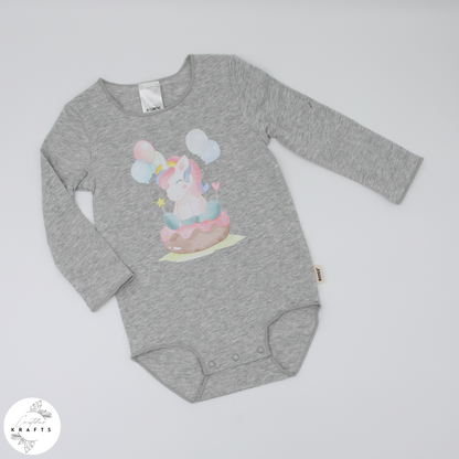2pc Longsleeve Romper Set - Black & Grey - Little Unicorn