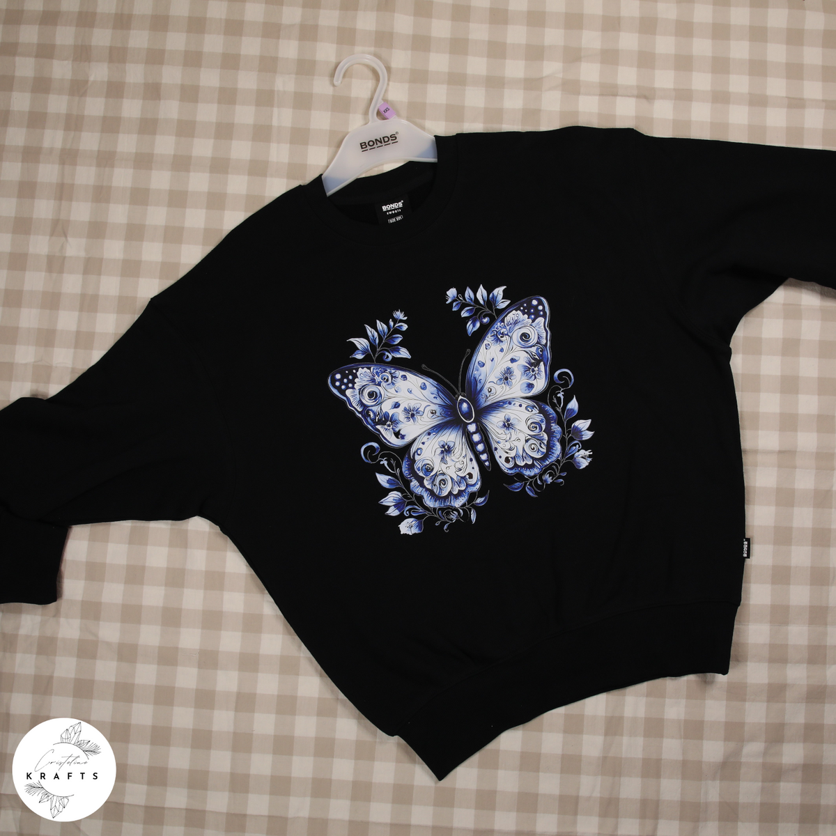 Bonds - Black Jumper - Blue Butterfly