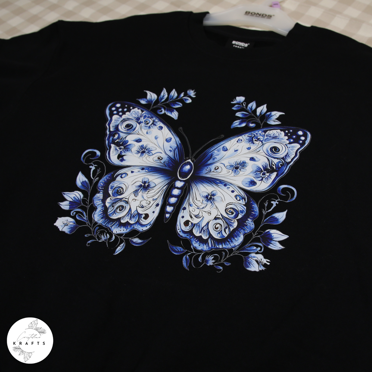 Bonds - Black Jumper - Blue Butterfly