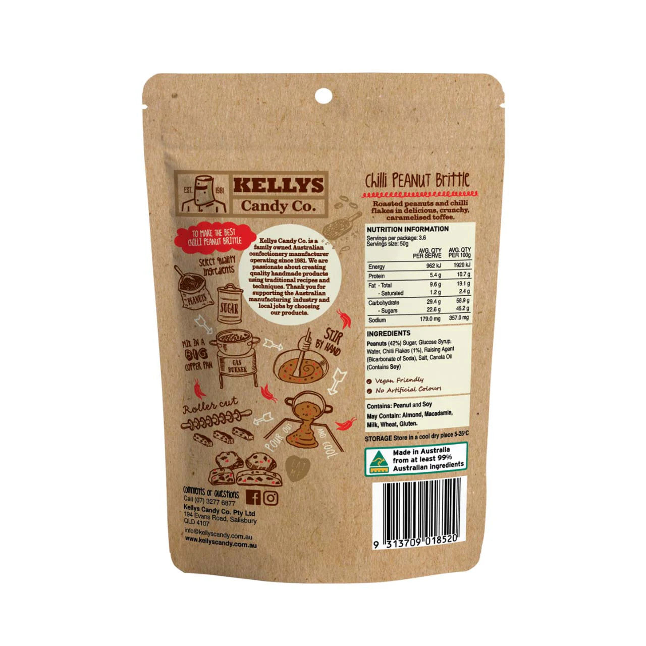 Kellys Candy Co - Chilli Peanut Brittle - 180g