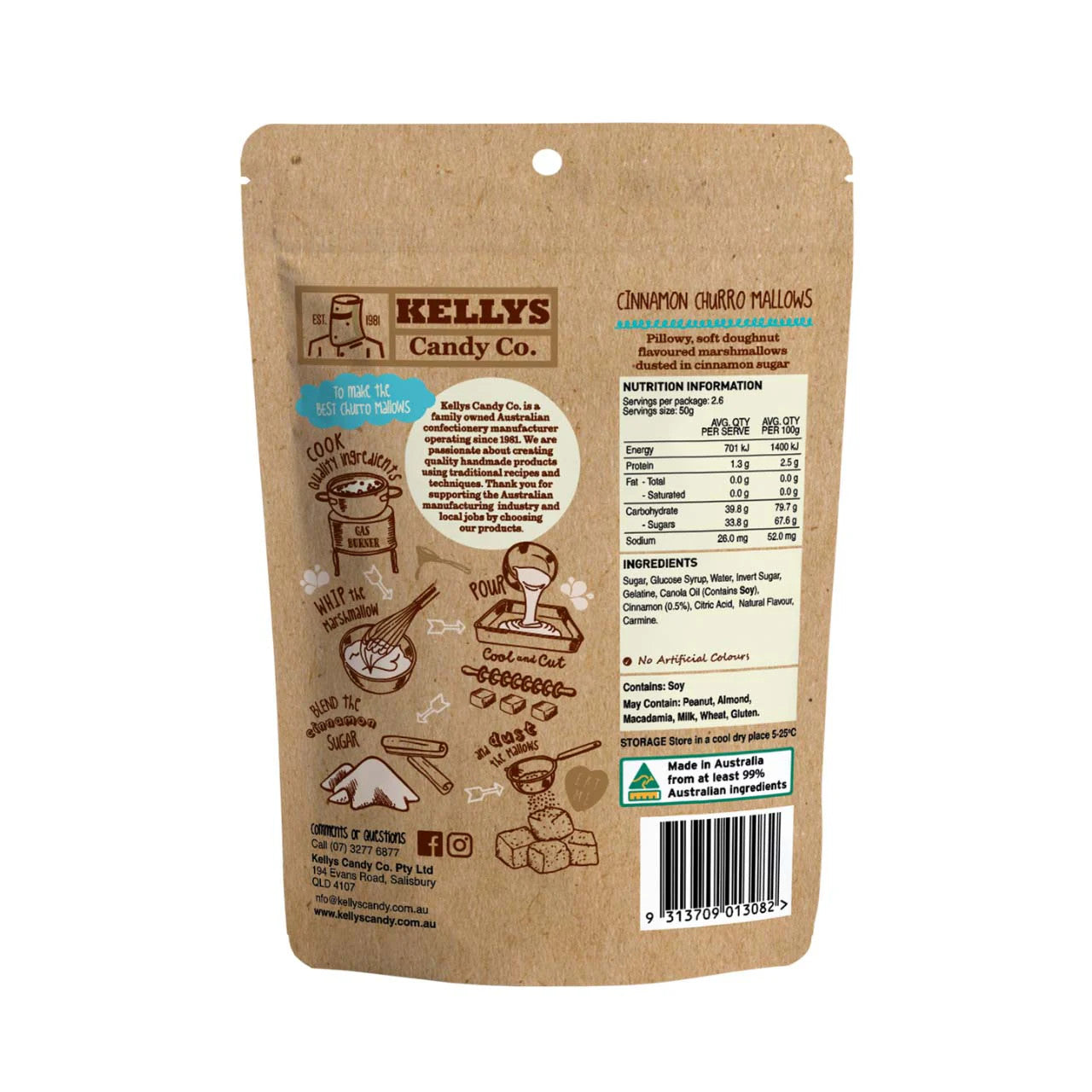 Kellys Candy Co - Cinnamon Churro Mallows - 130g