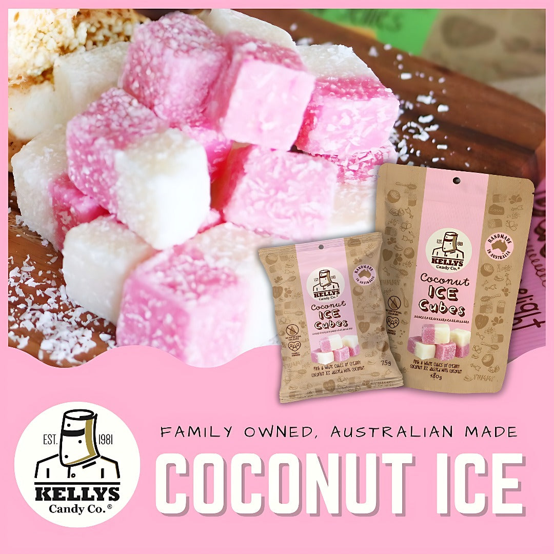 Kellys Candy Co - Coconut Ice Cubes - 180g
