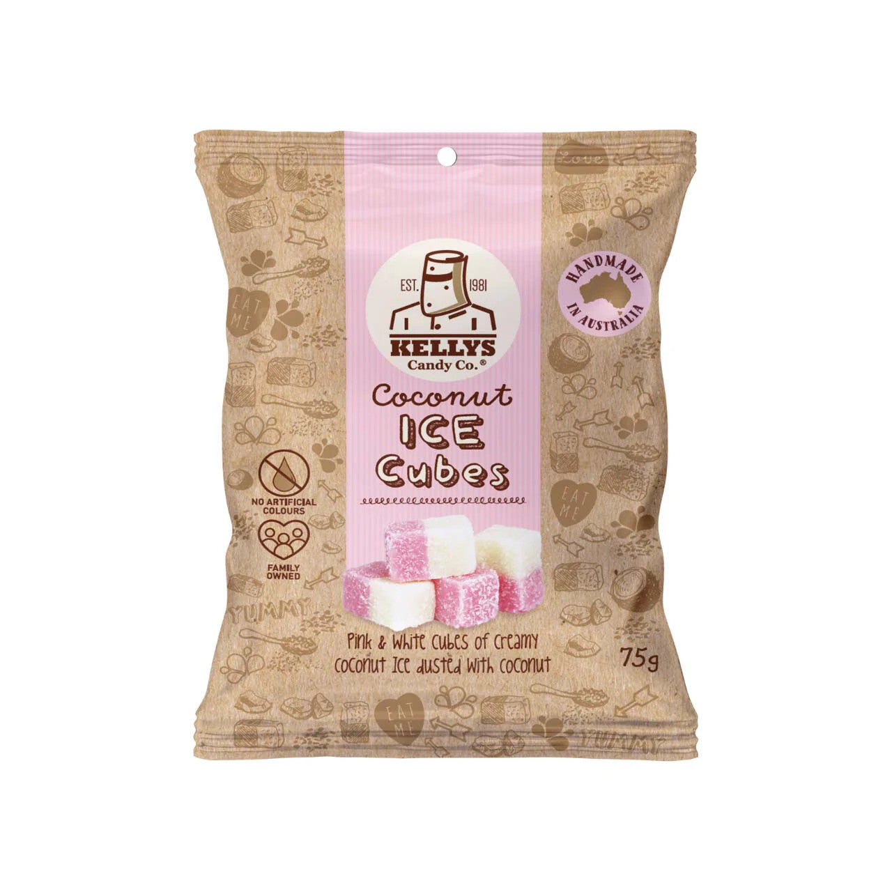 Kellys Candy Co - Coconut Ice Cubes - 75g