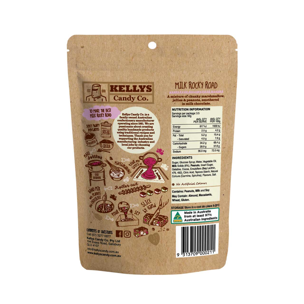 Kellys Candy Co - Milk Rocky Road - 175g